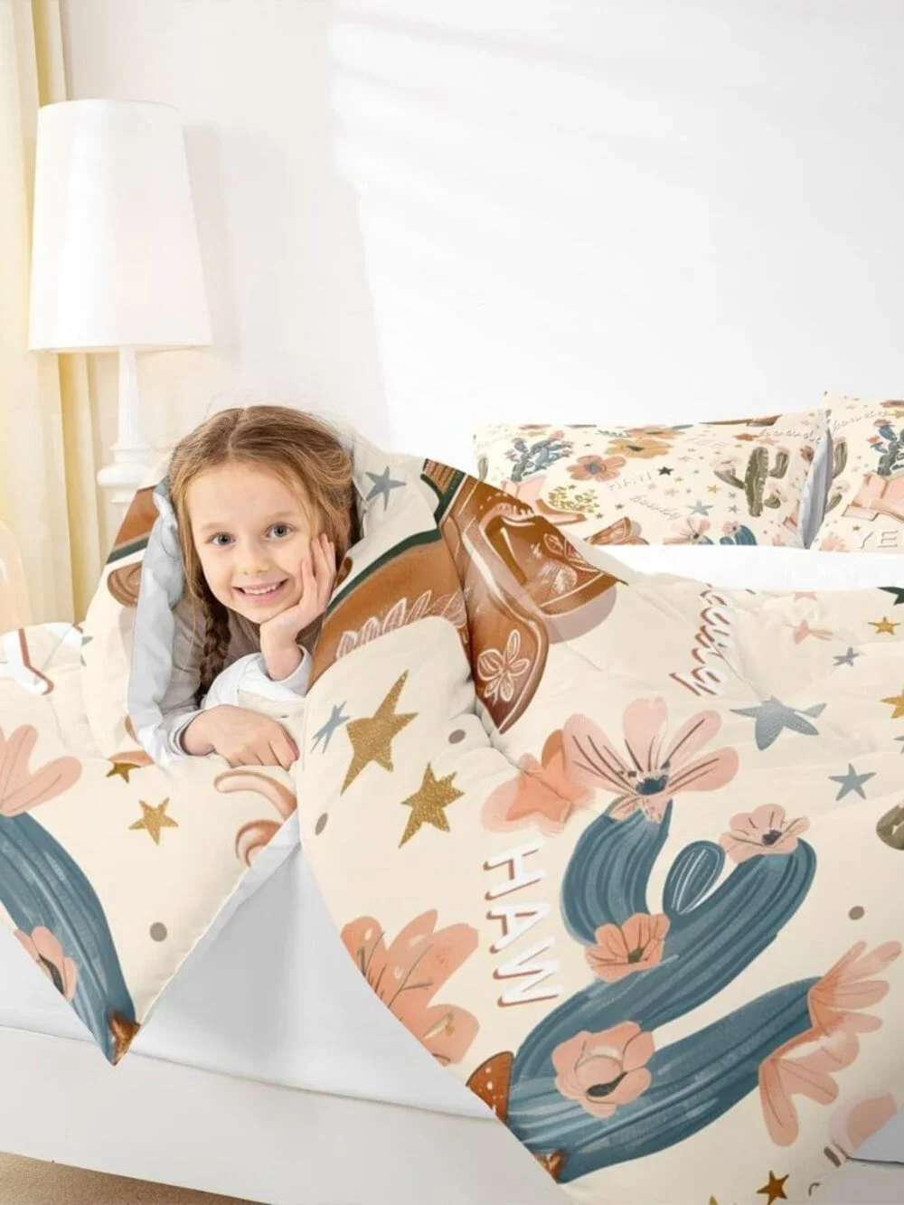 Cowgirl Comforter Set Queen Size, Country Western Cowboy Boots Brown Bedding Set